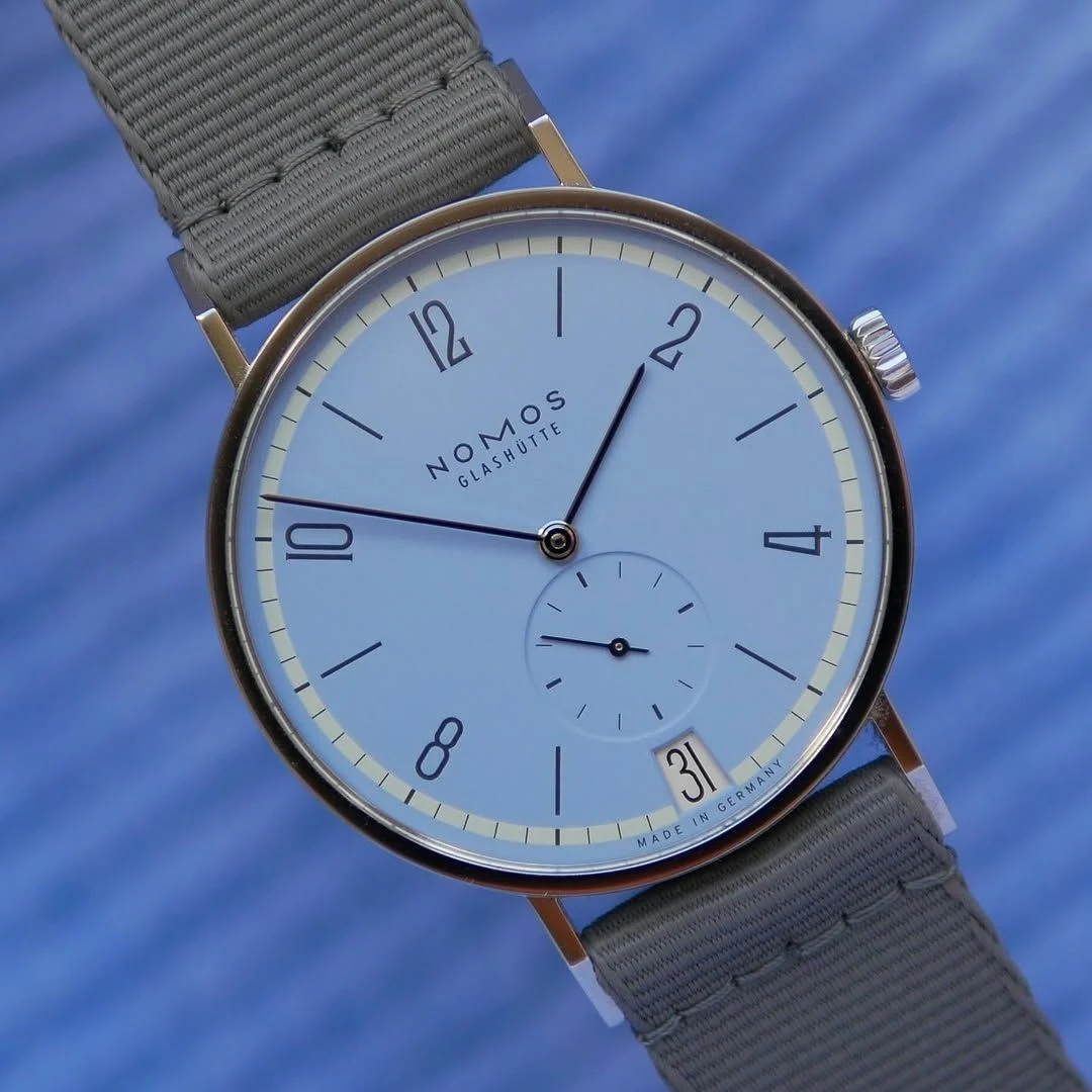 NOMOS Tangente 38 Date Frostblau, front view