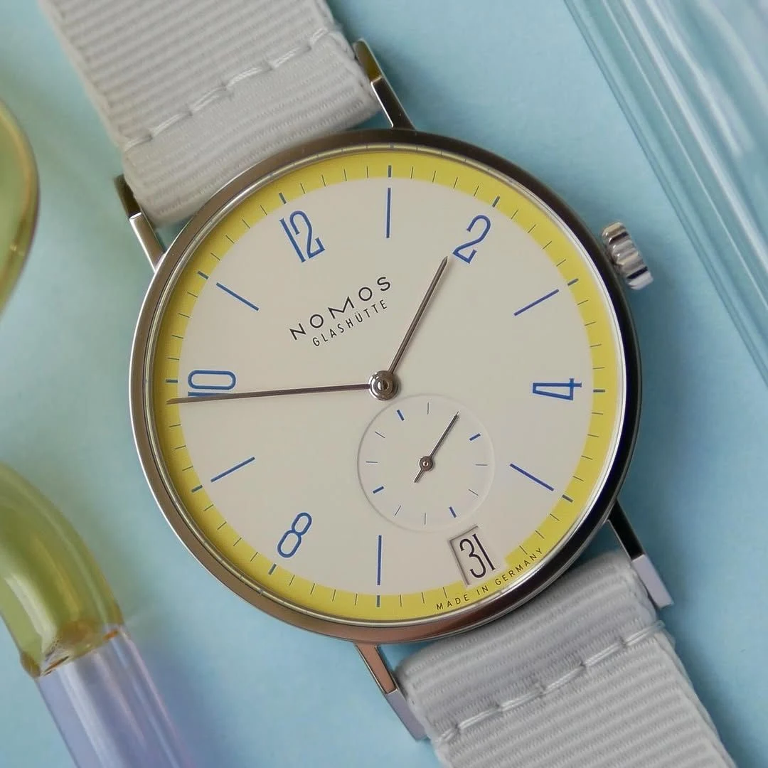 NOMOS Tangente 38 Date Lemonbiscuit, front view