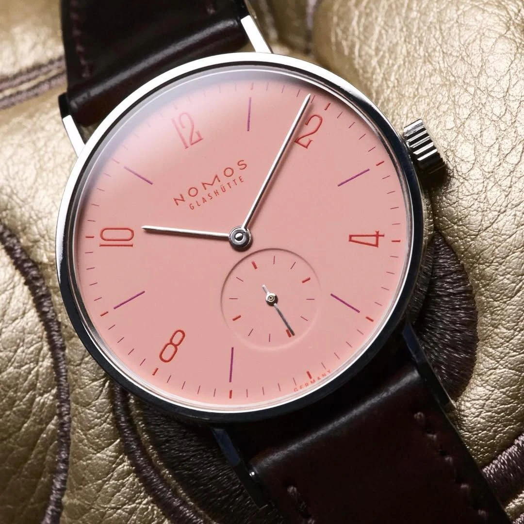 NOMOS Tangente Color Peach, front view