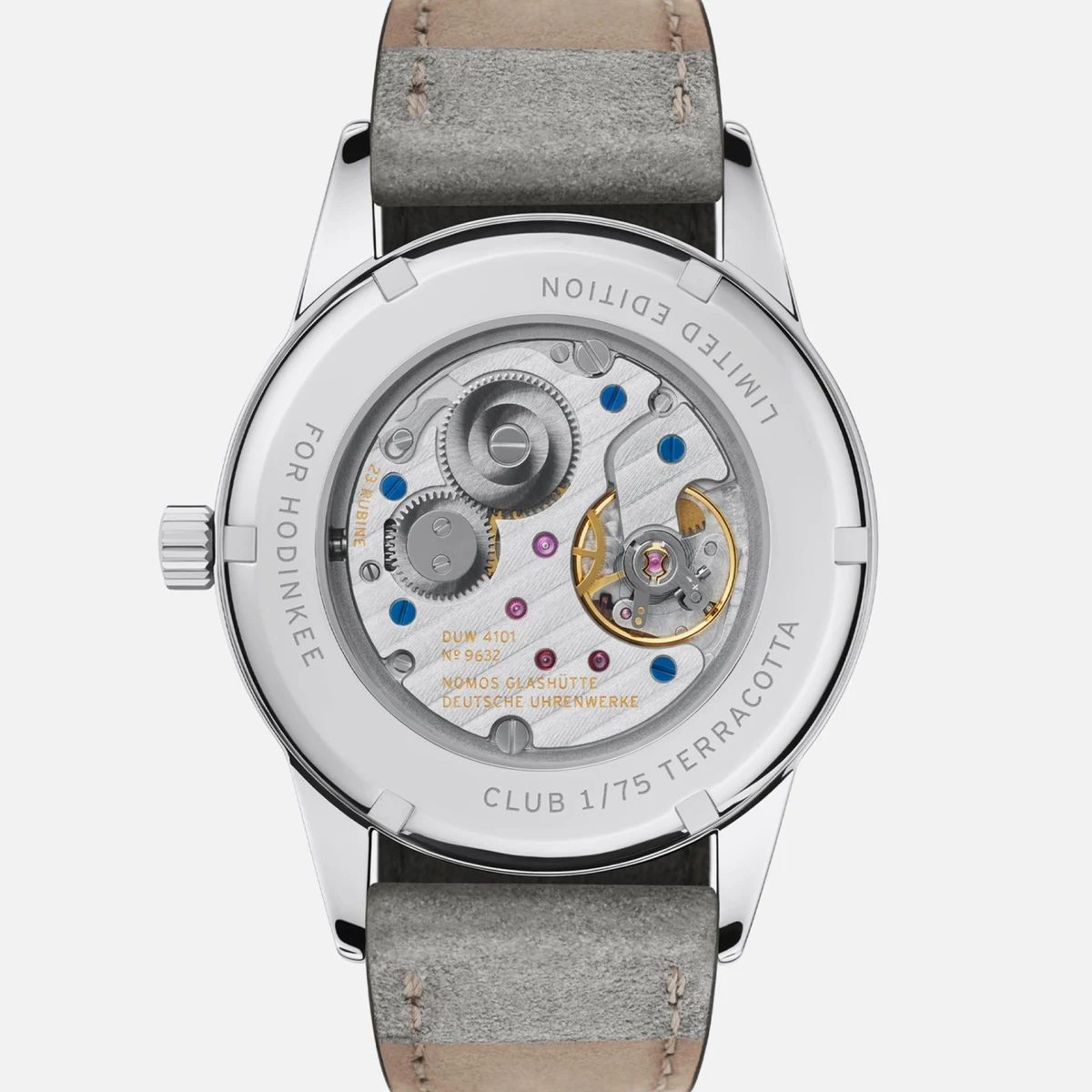 Caseback of the Club 38 Date Terracotta