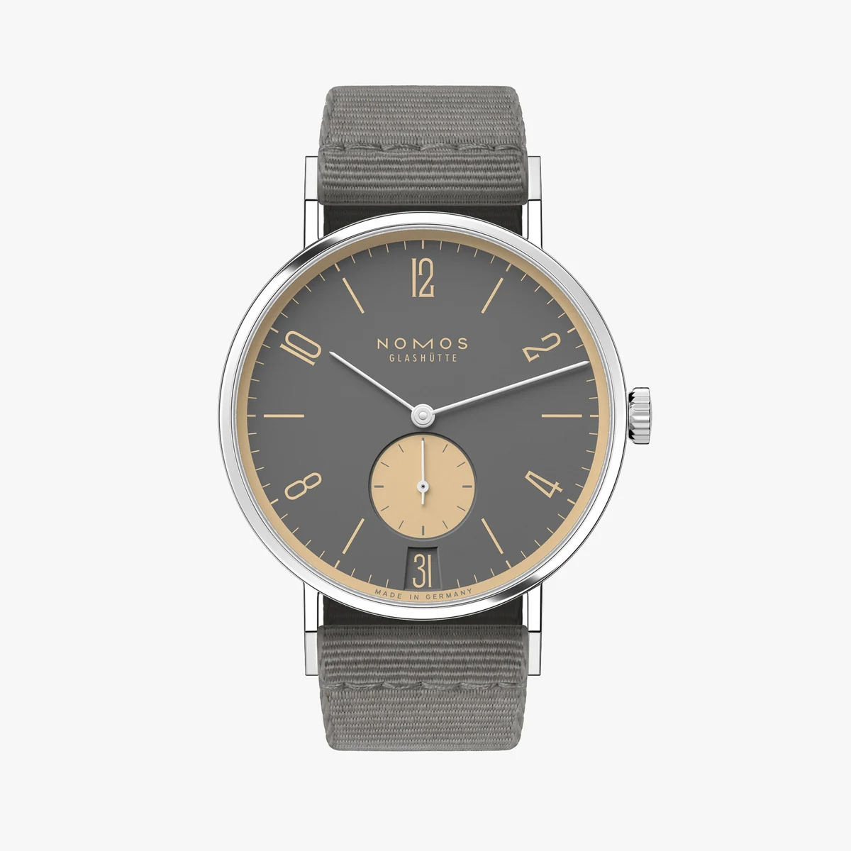 Detail view of the Tangente 38 Date Haifischgrau